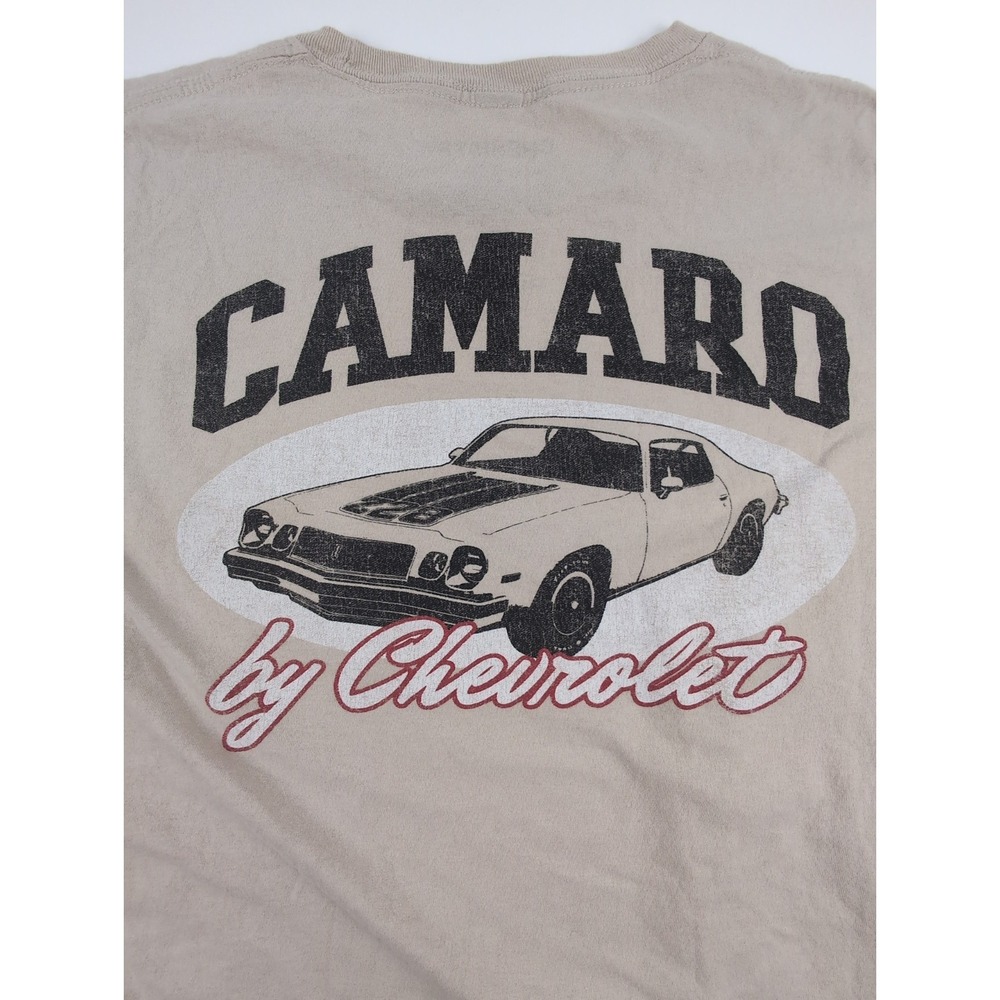 Vintage 69 Camaro Chevrolet Mens Large T-Shirt Muscle Car Retro Beige Chemistry
